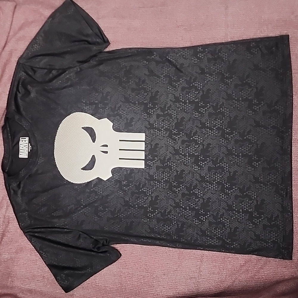 Marvel Comics Punisher Skull Mens T-Shirt Size Large Black Polyester
